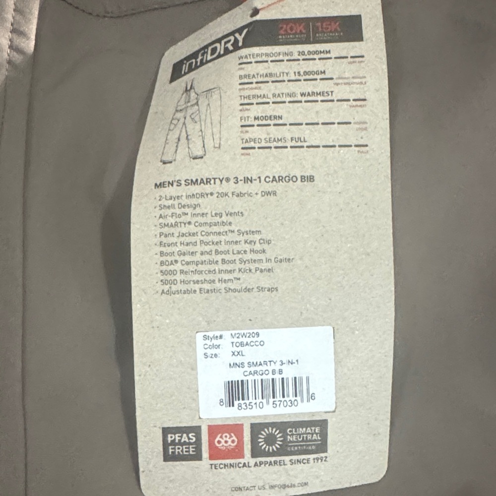 686 Men’s 3 in 1 Cargo Bib - XXL NWT - Picture 4 of 8